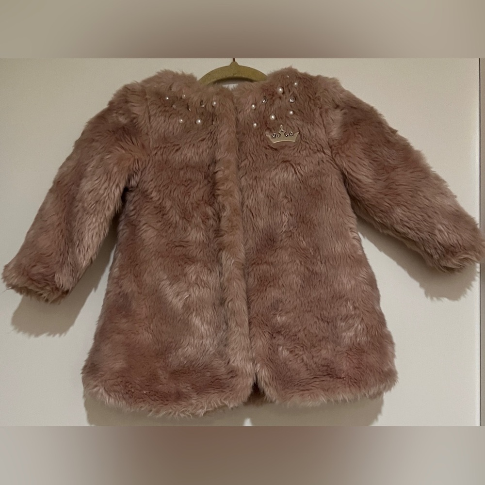 Disney Blush Faux Fur Kids Jacket Size 3